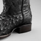 Men's Ostrich Leather Western Cowboy Square Toe Boots