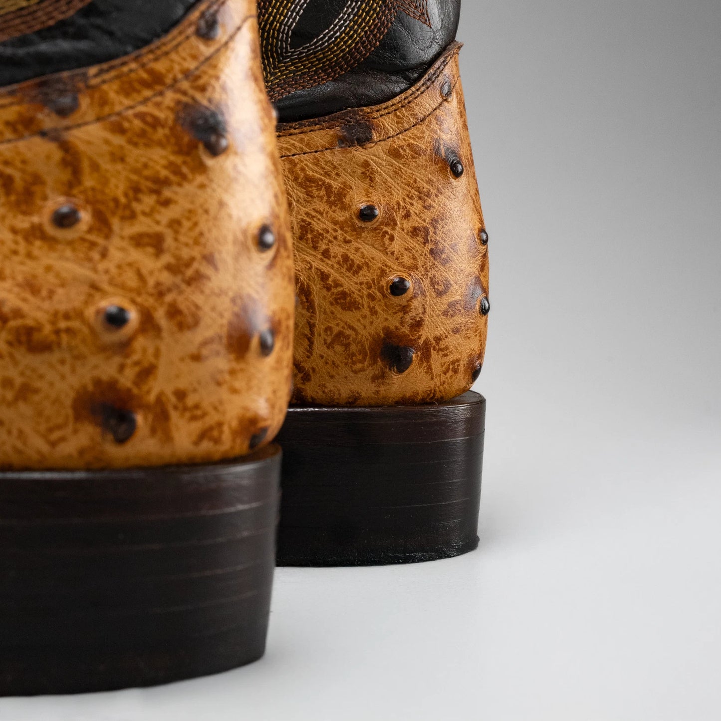 Men's Ostrich Leather Western Cowboy Square Toe Boots