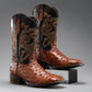 Men's Ostrich Leather Western Cowboy Square Toe Boots
