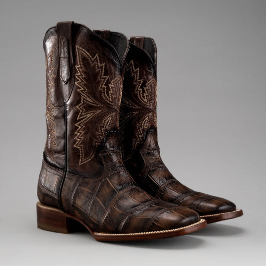 Men's Square-toe Crocodile Leather Cowboy Boots