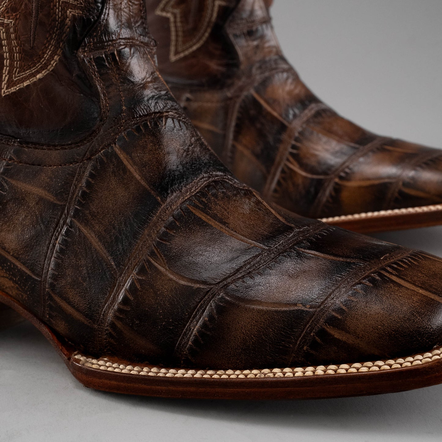 Men's Square-toe Crocodile Leather Cowboy Boots