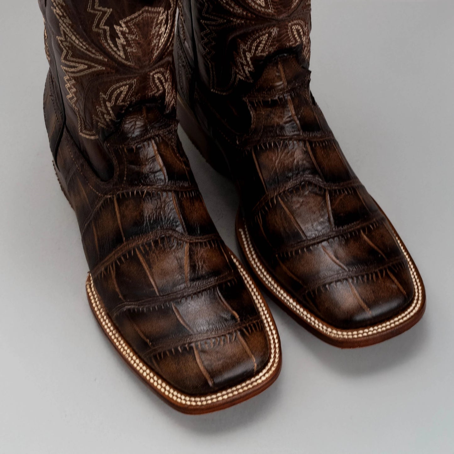 Men's Square-toe Crocodile Leather Cowboy Boots