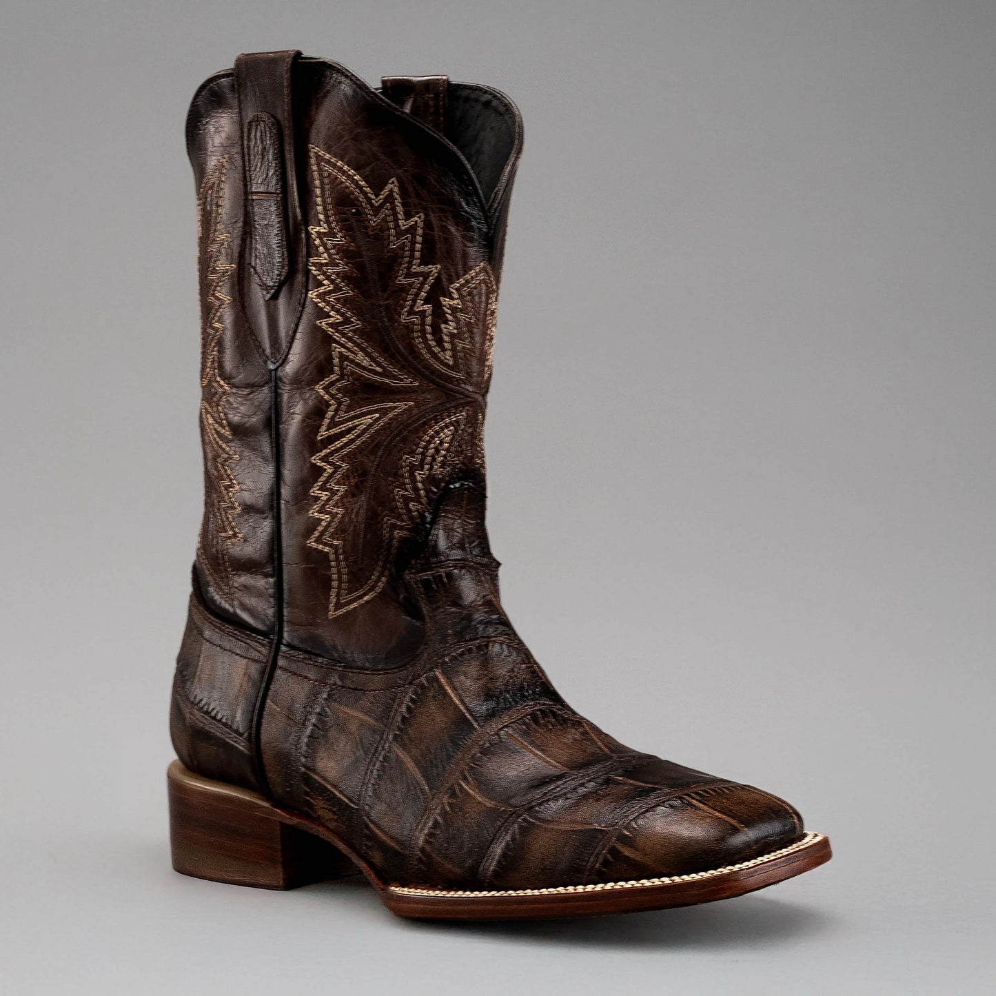 Men's Square-toe Crocodile Leather Cowboy Boots