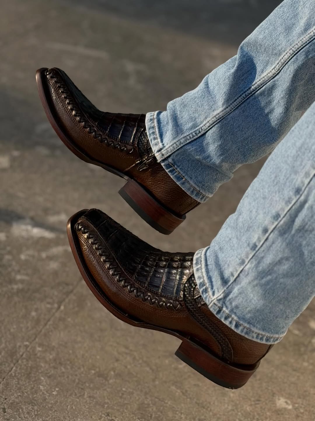 Men's Brown Crocodile Ankle Boots