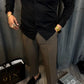 Men's Black Satin Geometric Embellished Shirt