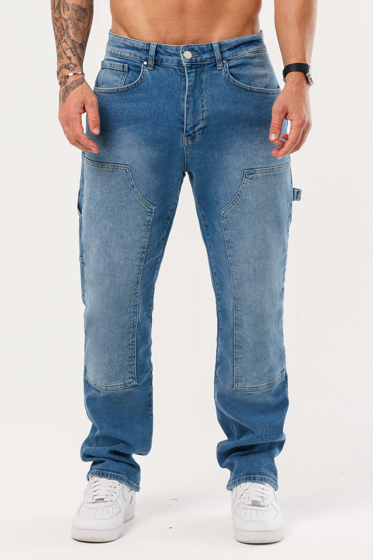 Men's Relaxed Fit Cargo Denim Jeans