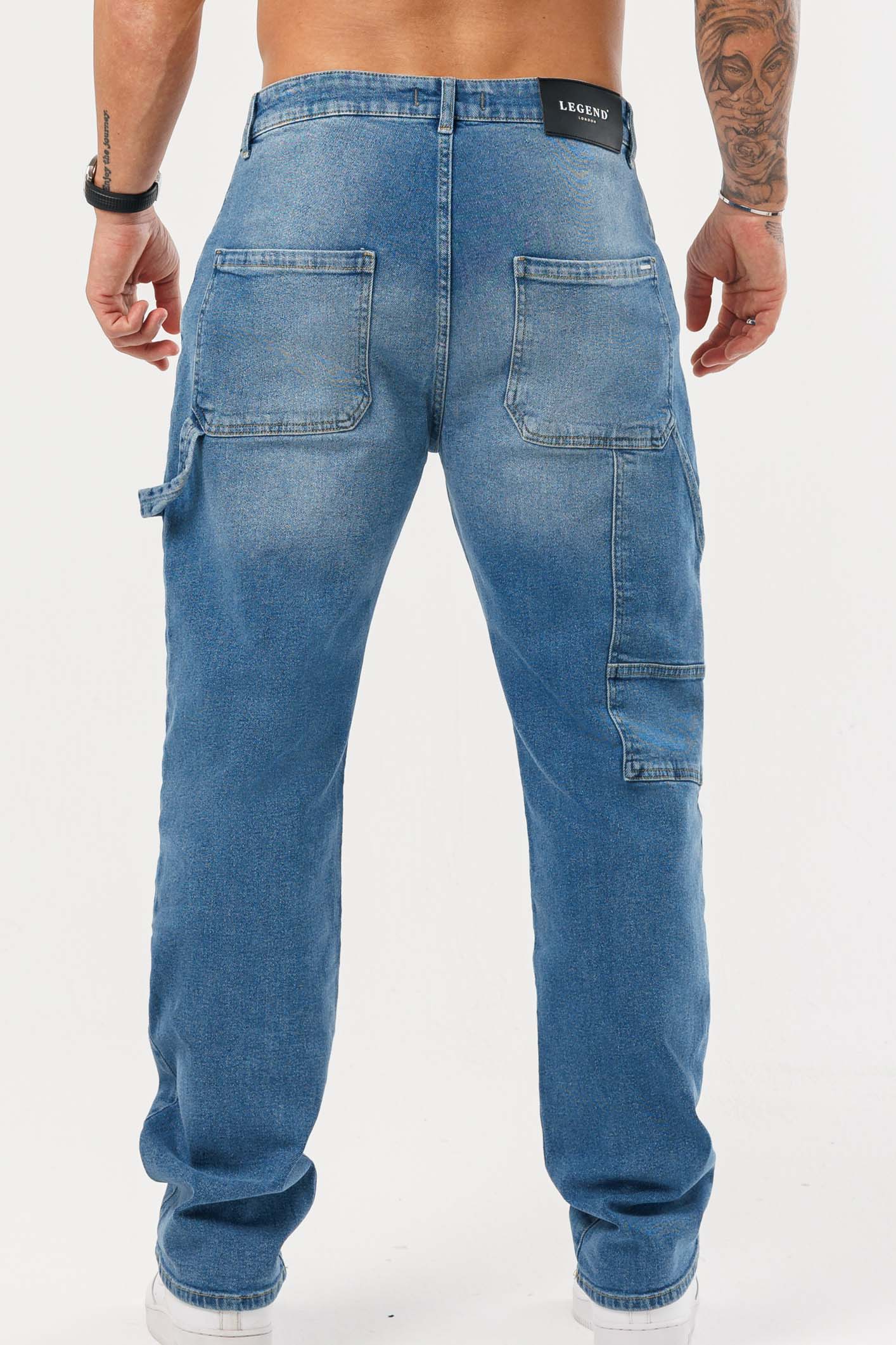 Men's Relaxed Fit Cargo Denim Jeans