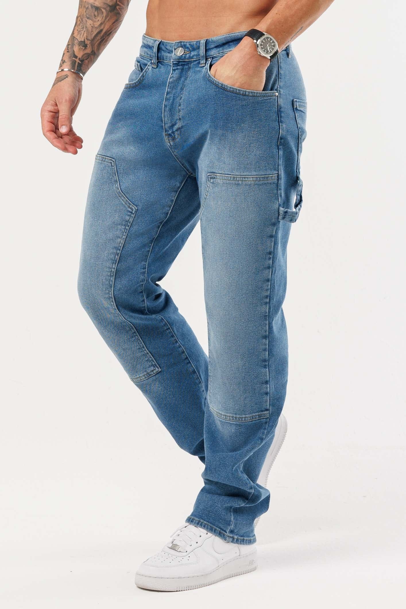 Men's Relaxed Fit Cargo Denim Jeans