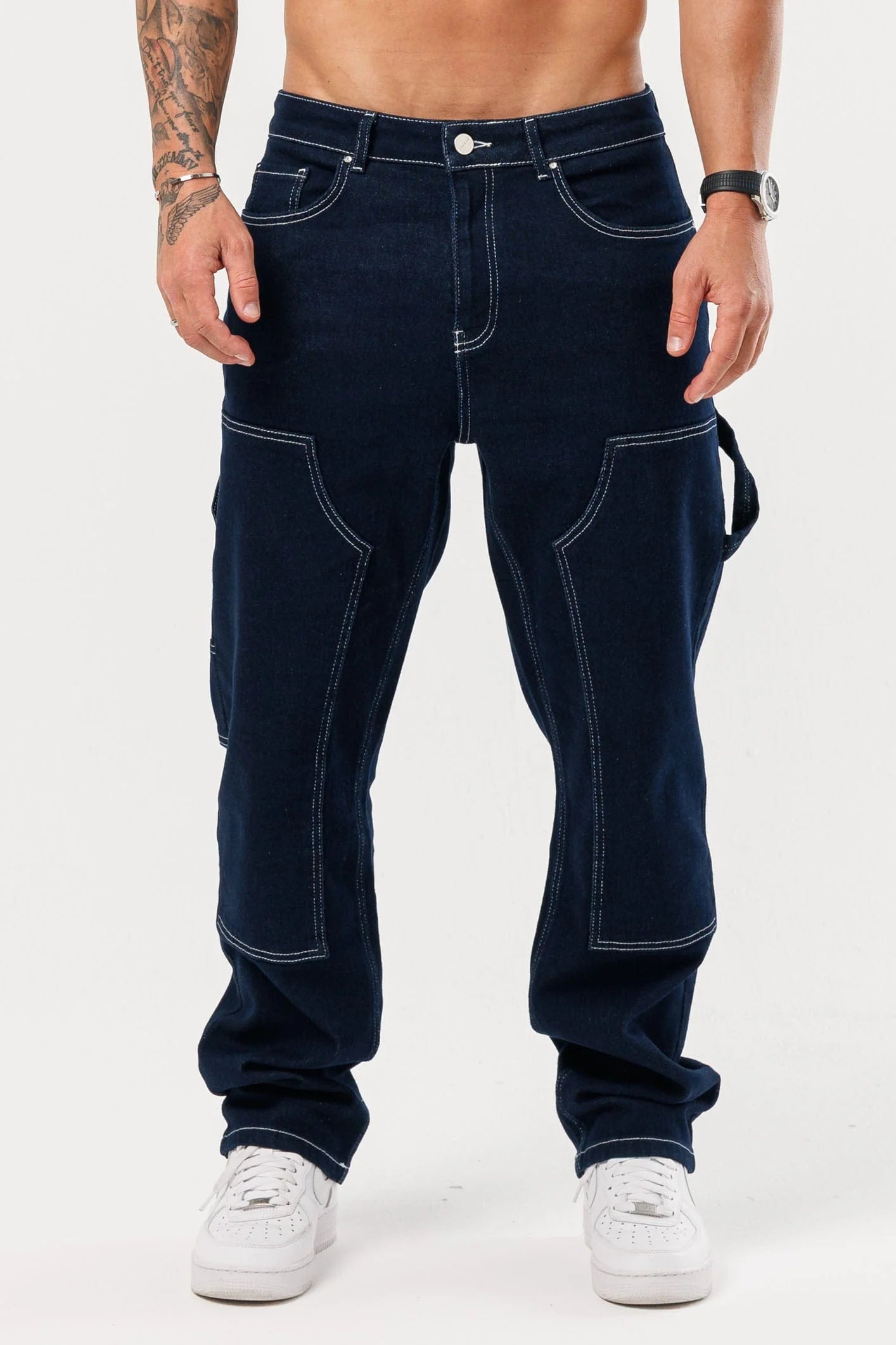 Men's Relaxed Fit Cargo Denim Jeans
