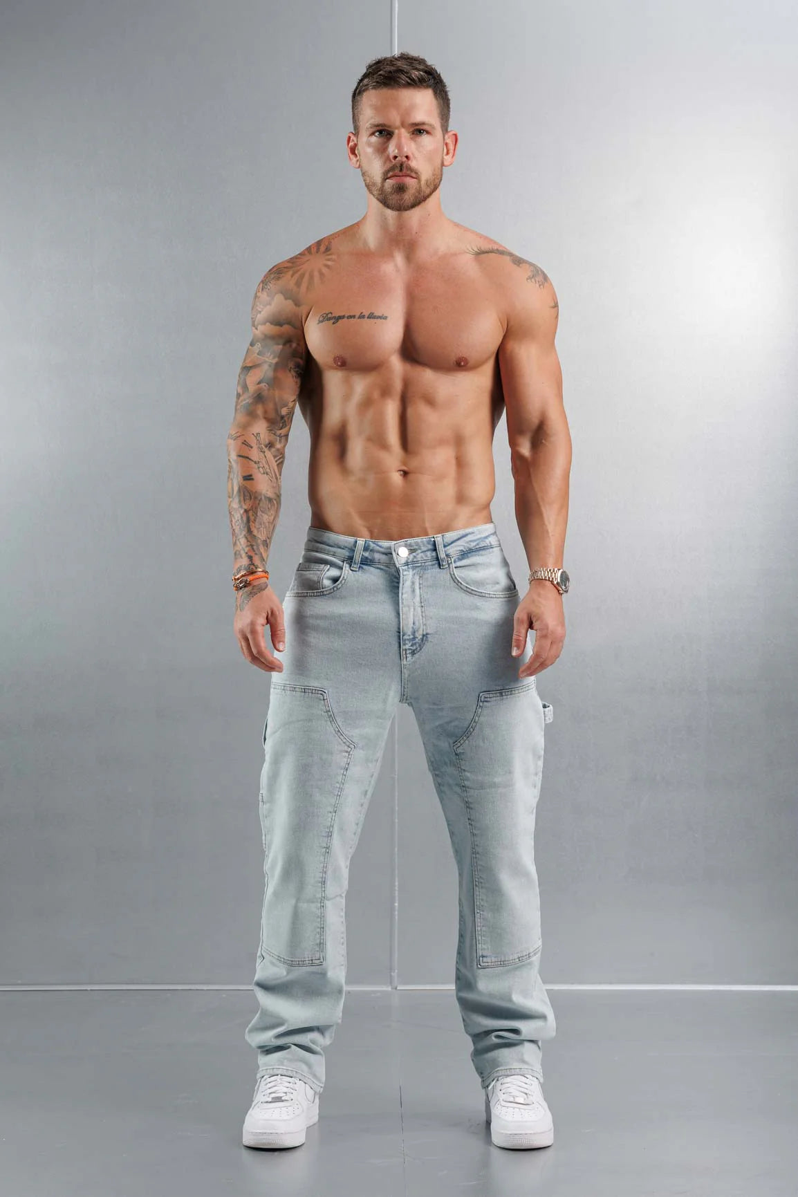 Men's Relaxed Fit Cargo Denim Jeans