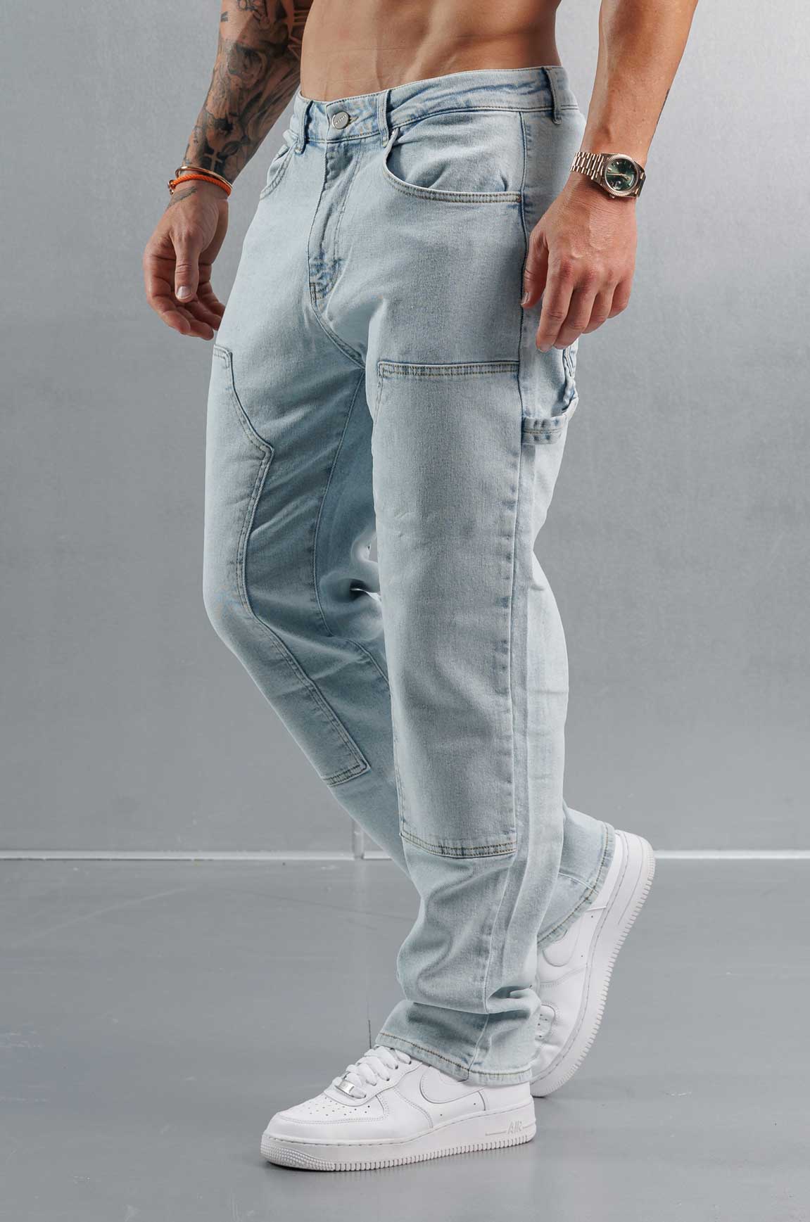 Men's Relaxed Fit Cargo Denim Jeans