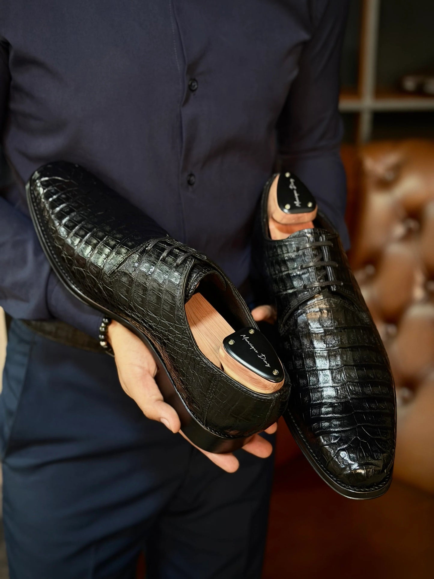 Handcrafted Crocodile Leather Men's Dress Shoes