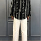 Men's Luxury Black Embroidered Cuban Shirt