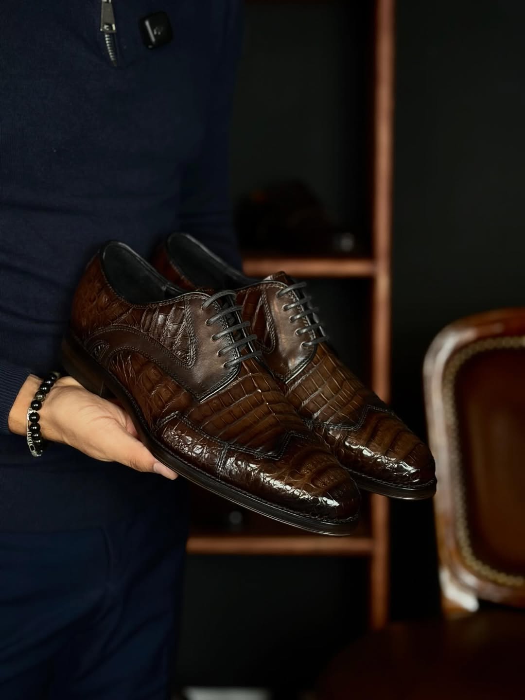 Handcrafted Exotic Skin Texture Men's Oxford Shoes
