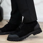 Suede & Leather Cap Toe Lug Sole Lace-Up Shoes for Men