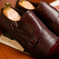 Men's Textured Leather Cap Toe Double Monk Strap Oxfords