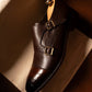 Men's Textured Leather Cap Toe Double Monk Strap Oxfords