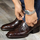 Men's Handcrafted Crocodile-Ostrich Embossed Contrast Western Boots