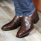 Men's Handcrafted Crocodile-Ostrich Embossed Contrast Western Boots
