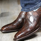 Men's Handcrafted Crocodile-Ostrich Embossed Contrast Western Boots