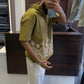 Men's Geometric Embroidered Short Sleeve Shirt
