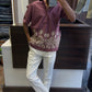 Men's Geometric Embroidered Short Sleeve Shirt