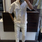 Men's Geometric Embroidered Short Sleeve Shirt