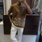 Men's Geometric Embroidered Short Sleeve Shirt