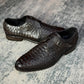 Men's Handcrafted Crocodile Texture Single Monk Strap Oxfords