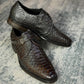 Men's Handcrafted Crocodile Texture Single Monk Strap Oxfords