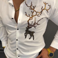 Men's Luxury Gold Deer Rhinestone Embroidered Shirt
