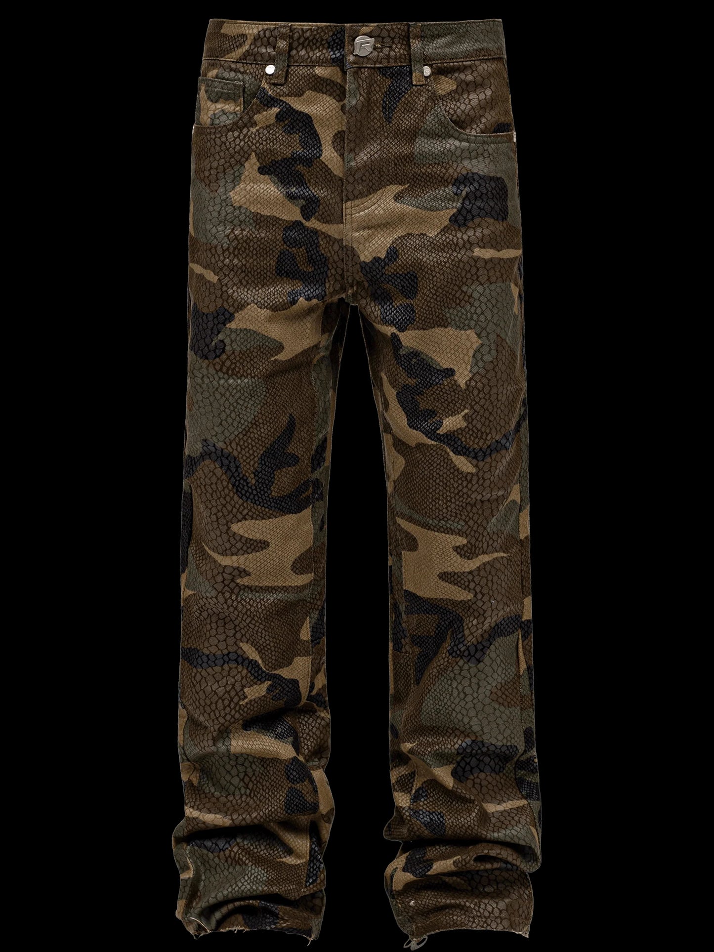 Vintage Streetwear Camo Snake Pattern Baggy Denim Pants