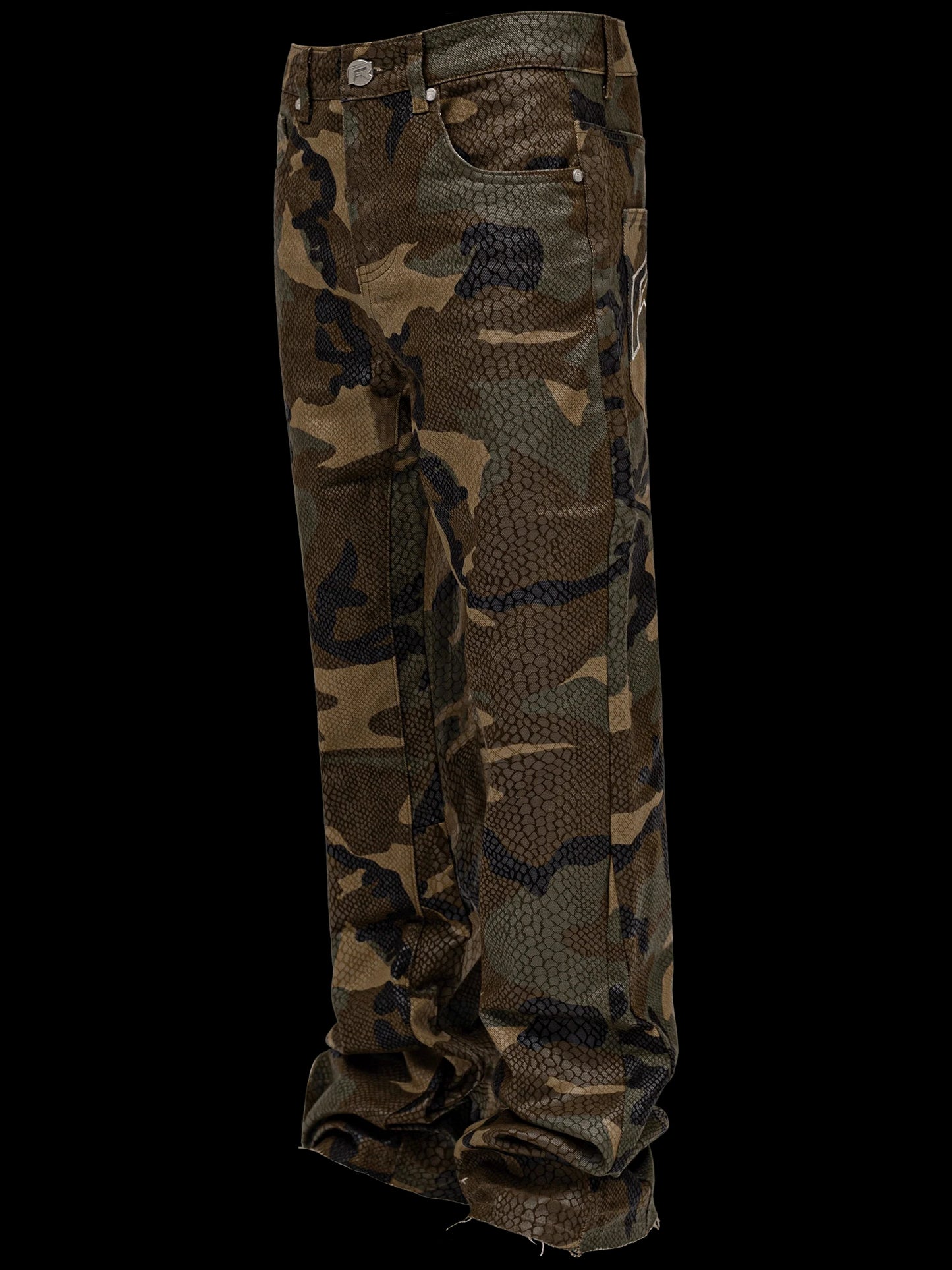 Vintage Streetwear Camo Snake Pattern Baggy Denim Pants