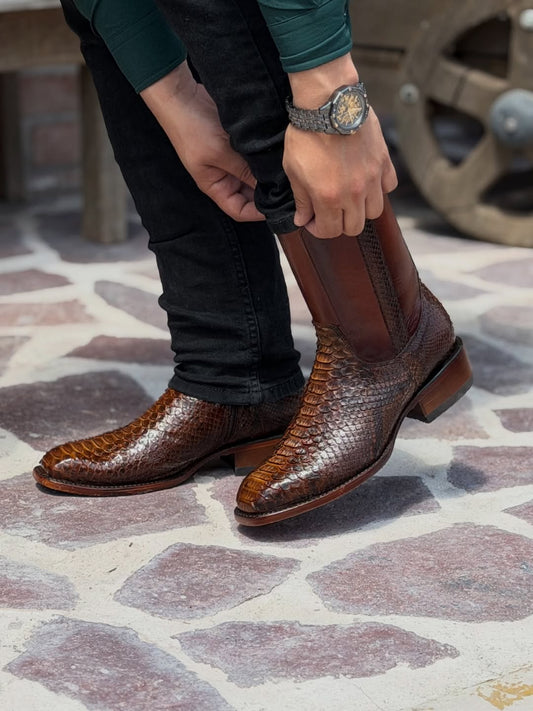 Men's Premium Handcrafted Python Snakeskin Western Cowboy Boots
