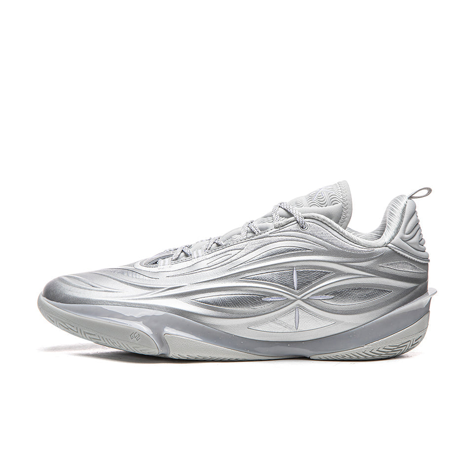 Men's Silver Metallic Stylish Wave Pattern Basketball Shoes