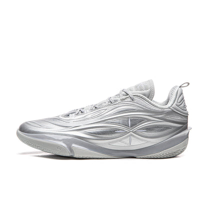 Men's Silver Metallic Stylish Wave Pattern Basketball Shoes