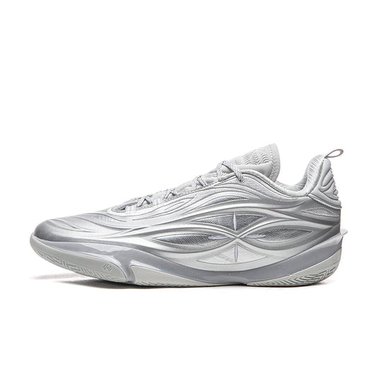 Men's Silver Metallic Stylish Wave Pattern Basketball Shoes
