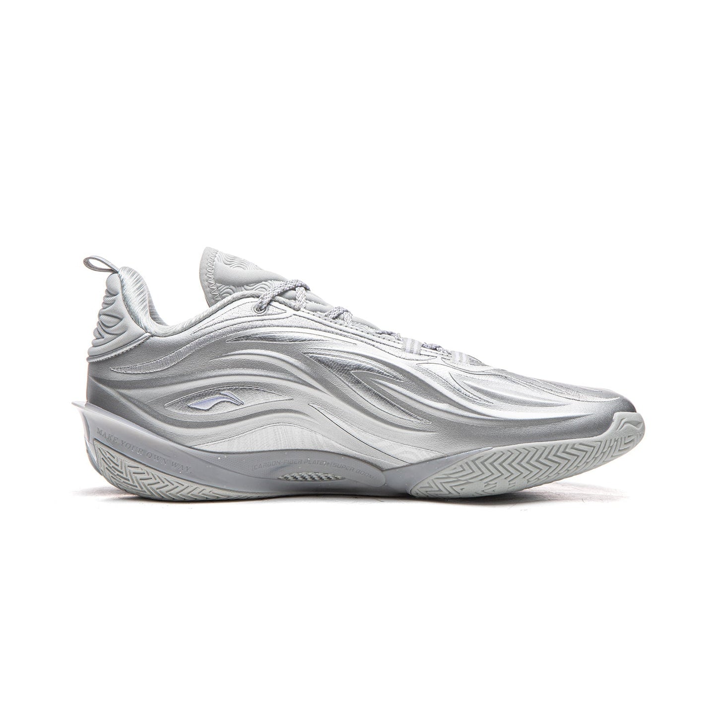 Men's Silver Metallic Stylish Wave Pattern Basketball Shoes