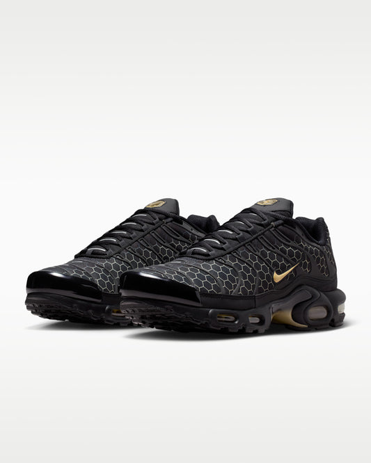 Men's Performance Athletic Sneakers - Black & Gold Honeycomb Mesh Shoes with Lightweight Responsive Sole