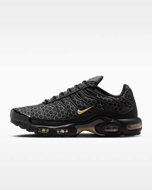 Men's Performance Athletic Sneakers - Black & Gold Honeycomb Mesh Shoes with Lightweight Responsive Sole