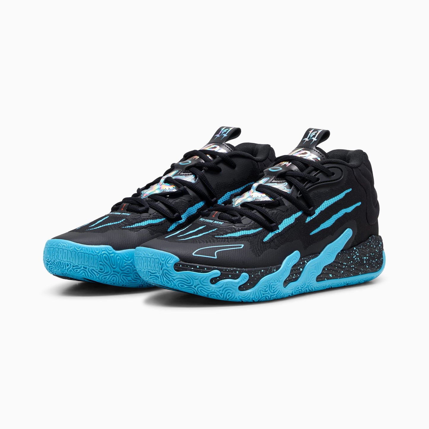 Men's Black & Electric Blue Claw Pattern Shoes