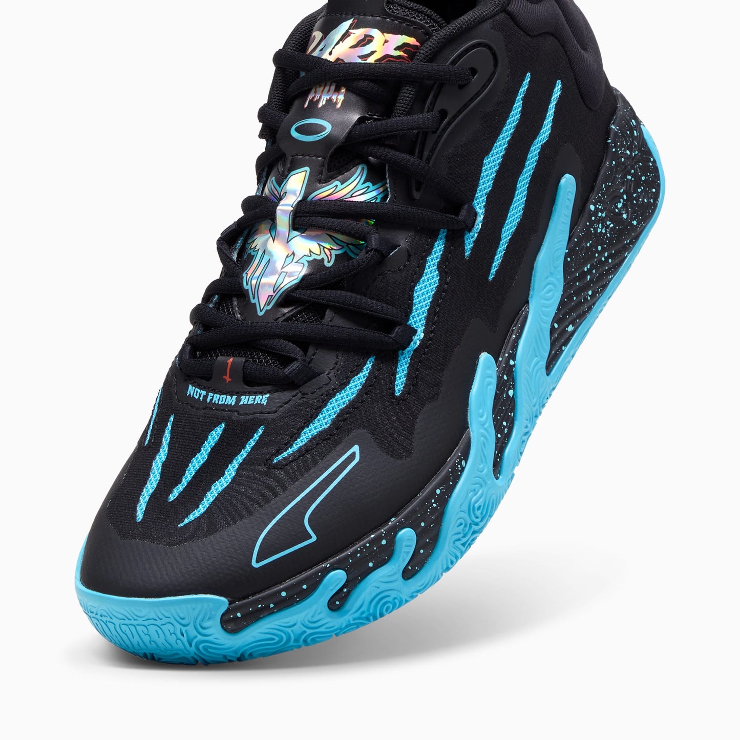 Men's Black & Electric Blue Claw Pattern Shoes