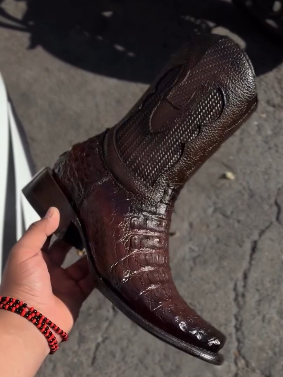 Men's Brown Caiman Alligator Leather Western Boots