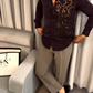 Men's Satin Shirt with Gold Sequin Trim
