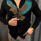 Men's Eagle Embroidered Long-Sleeve Shirt