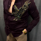 Men's Satin Flying Eagle Rhinestone Embellished Shirt