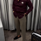 Men's Burgundy Eagle Satin Shirt