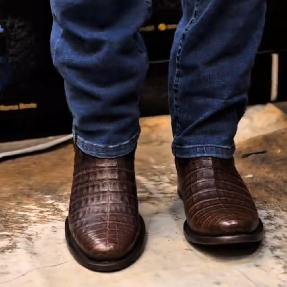 Men's Genuine Caiman Belly Leather Western Boots