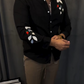 Men's Black Floral Embroidered Shirt