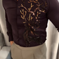 Men's Satin Shirt with Gold Sequin Trim